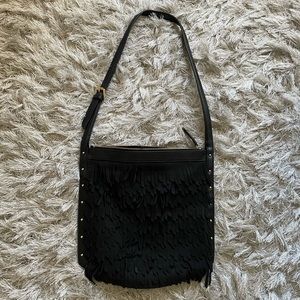 & Other Stories Black Leather Fringe Bag!